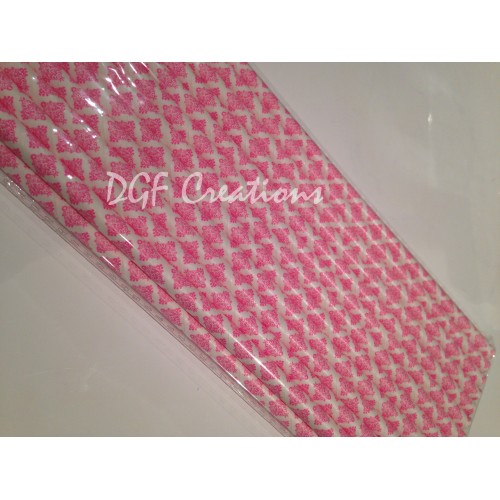 Damask Pink Pattern  Paper Straw click on image to view different color option